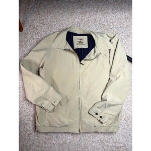 LL Bean Mens XL Harrington Jacket Tan Windbreaker Plaid Lined OHYM7 Full Zip